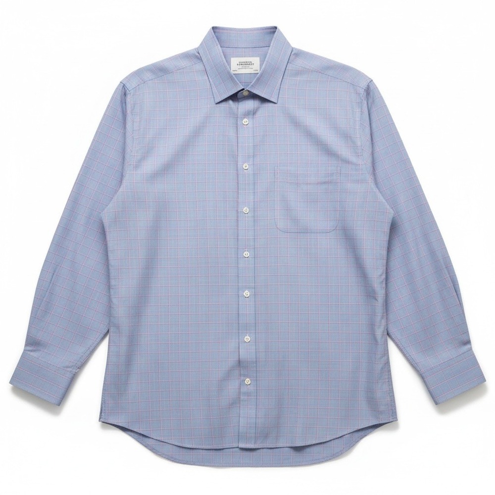 Charles Tyrwhitt Mens Blue Red Plaid Dress Shirt 18 35 Regular Fit Button Front
